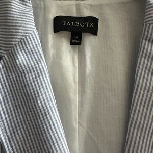 Talbots blue white stripe blazer XL or Large